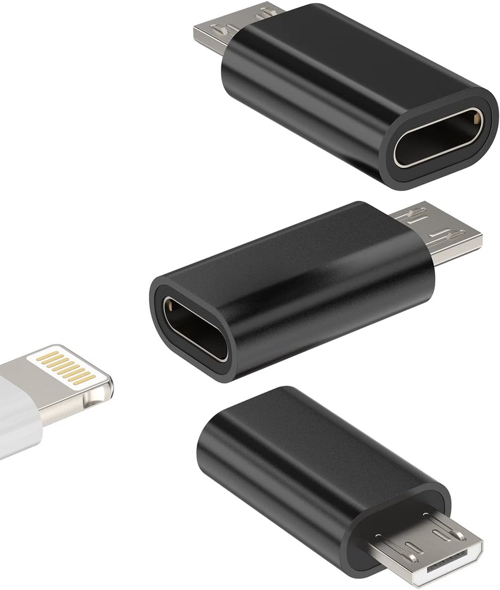 Lightning Vrouw naar Micro USB Mannelijke Converter (3Pack) Oplaadadapter Compatibel voor Samsung Galaxy S7 Active S6 - ShopVlot