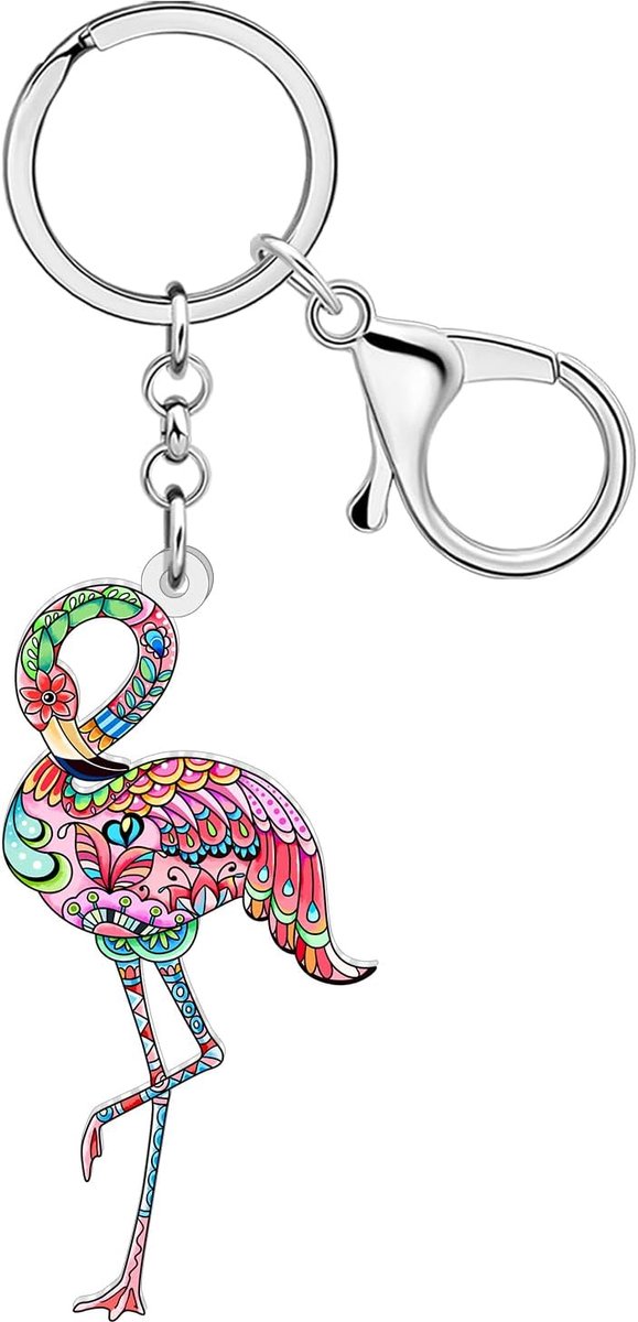 DOWAY Acrylic Pink Flamingo Keychain Bird Accessories Flamingo Decor Inspirational Gifts For Women Girls Bag Wallet - ShopVlot