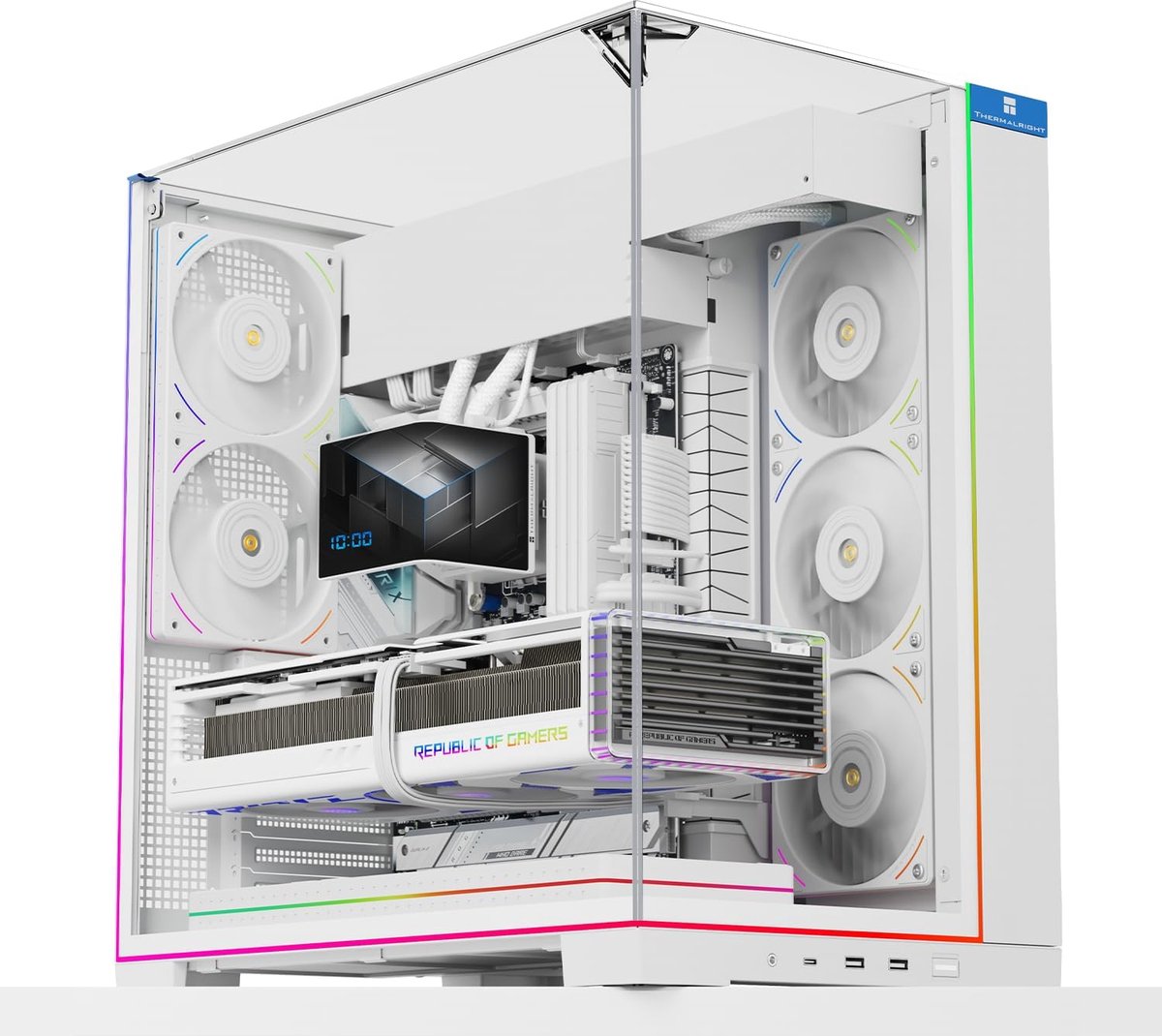 TR A70 ARGB White Computer Case, 5V ARGB Lighting, Excellent Heat Dissipation Through Mesh Ventilation, Multiple Hard - ShopVlot
