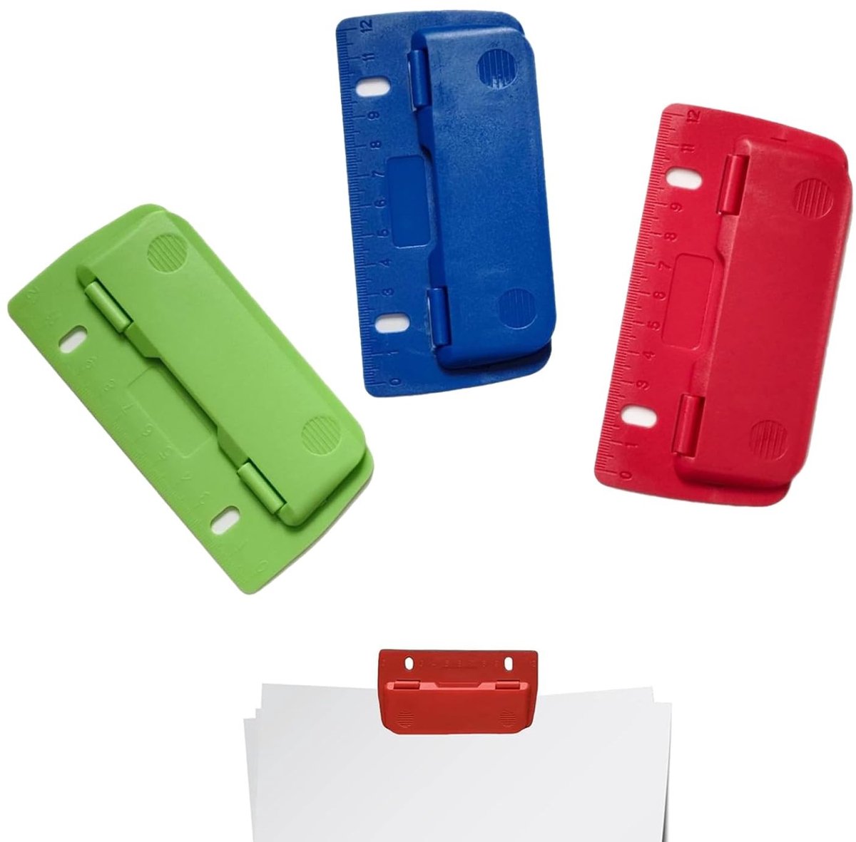 Platte Perforator - Rood - Hoogwaardige Kunststof - Voor School en Kantoor