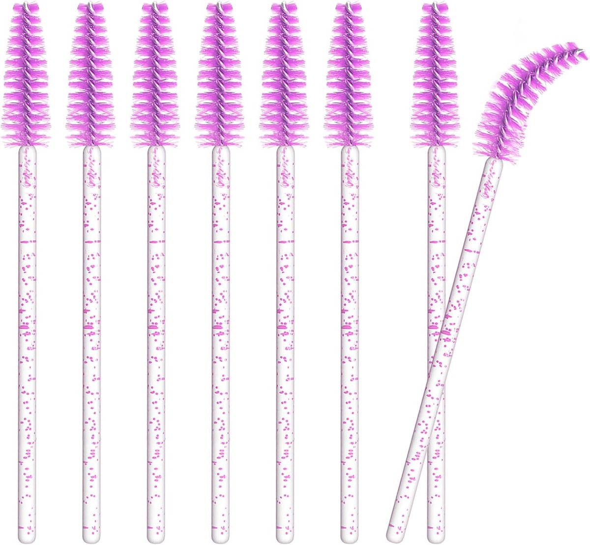 Wegwerp mascara borstels 50 stuks - Violet - Gebogen borstelkop - Ideaal voor het modelleren van wimpers - ShopVlot