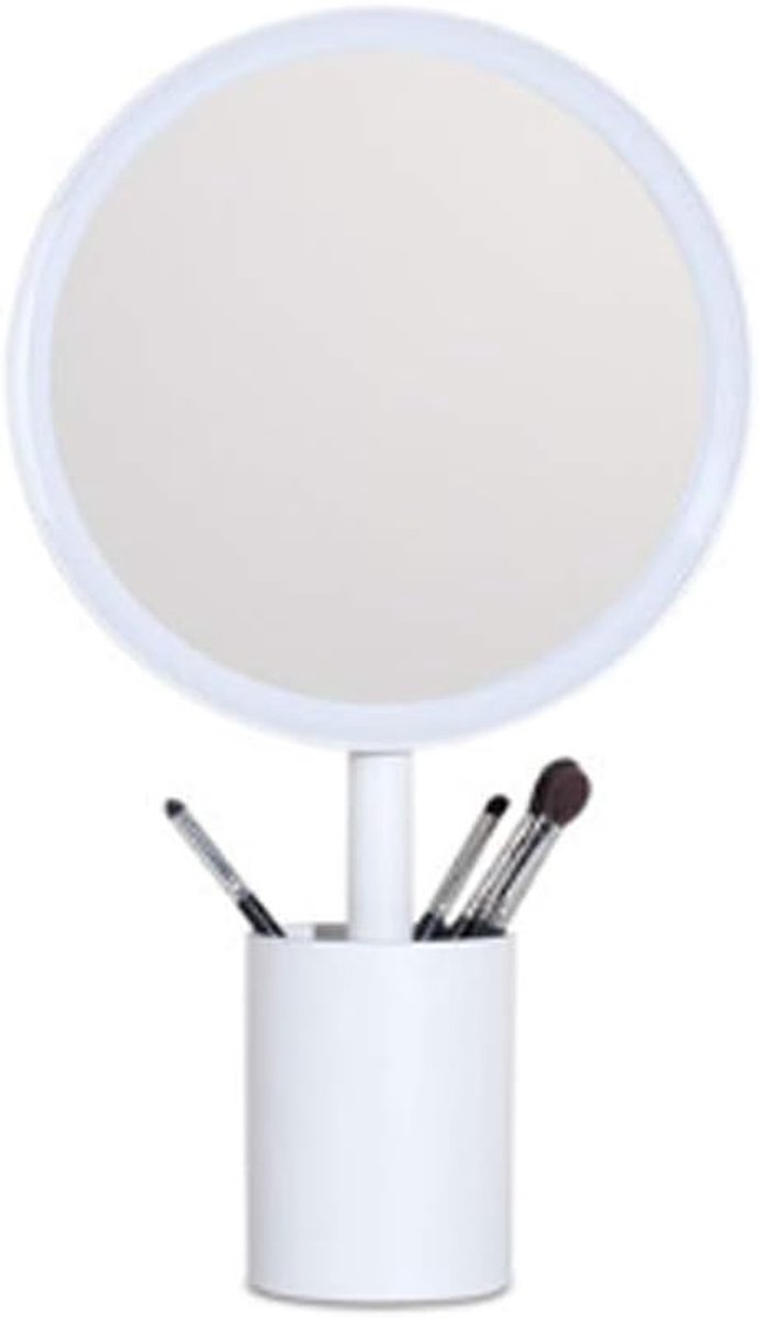 Make-upspiegel LED - draagbaar met licht - penhouder en zuignap - perfect voor op bureau - ShopVlot