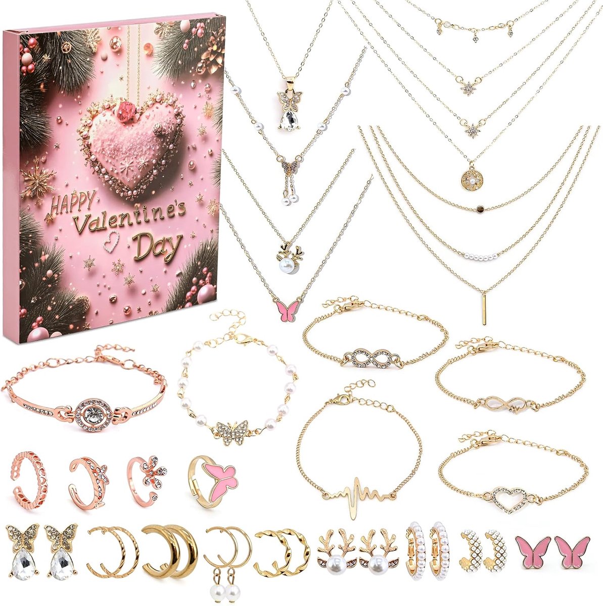 adventskalender sieraden - 24 verrassingen - kleurrijke ontwerpen - ideaal voor elke dag tot kerst - ShopVlot