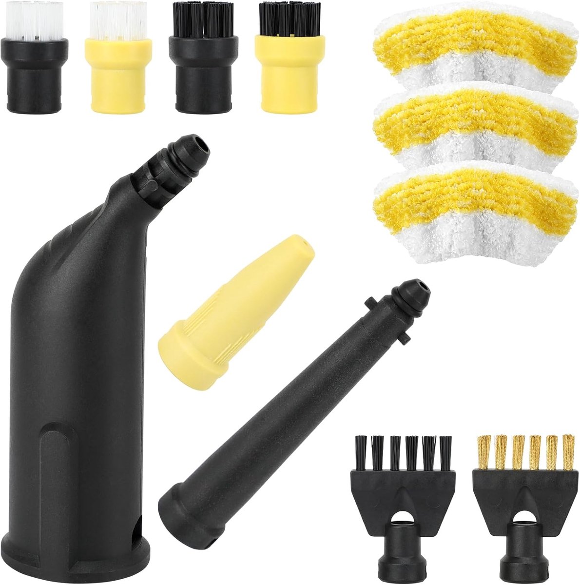Accessoires voor stoomreiniger - vervangset met verlengnozzle - ronde borstel - ideaal voor dagelijks gebruik - ShopVlot