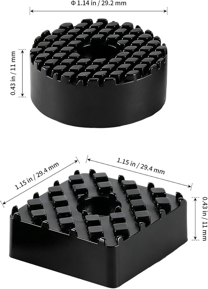rubberen voetjes schroefbaar 30x11mm - zwarte rubberen buffer - 30 rond en 30 vierkant - beschermt meubels - ShopVlot