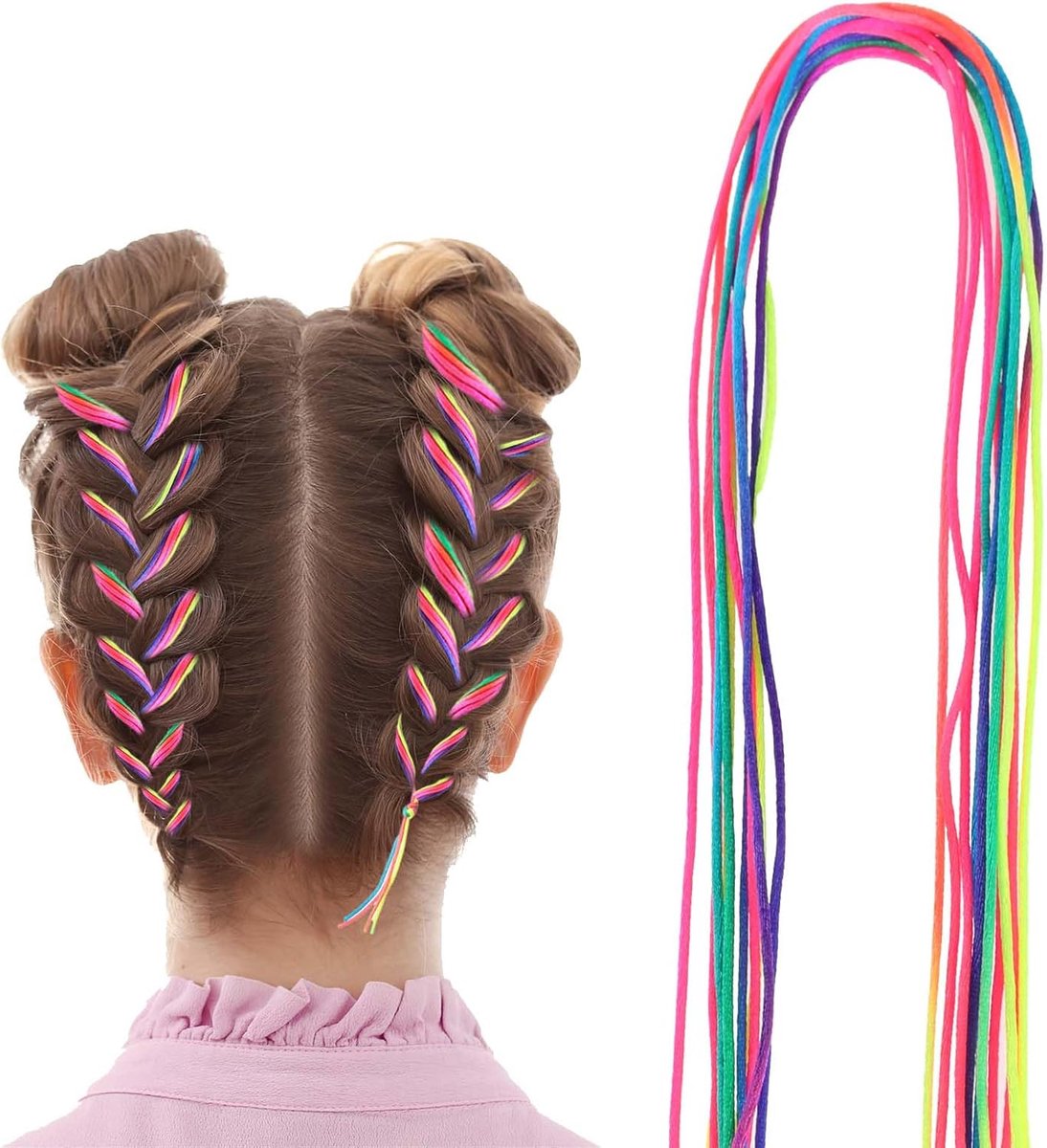 Dimeho 30 Pieces Colourful Hair Wrap Cord Colour Gradient Hair Strands Rainbow Hair Braids DIY Ponytail Braids Hair - ShopVlot