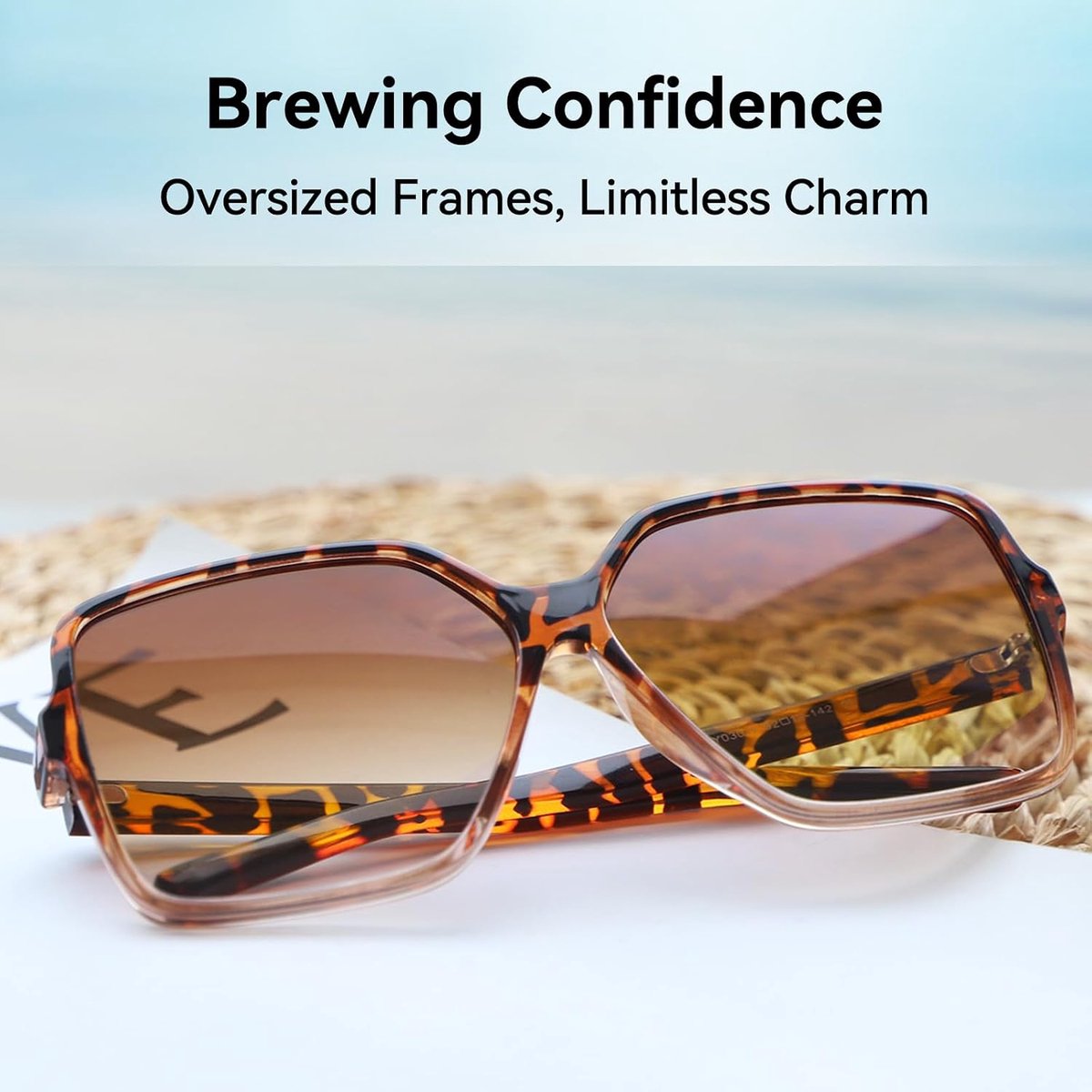Dollger Oversized Square Retro Sunglasses Women Men Large Fashion Glasses Shade for Men Women UV Protection, Brown + - ShopVlot
