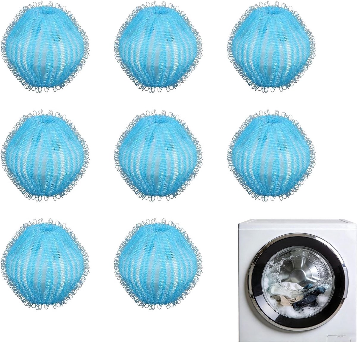 8 stuks, voor wasmachine, haarvanger voor wasmachine, beschadigt kleding niet, herbruikbaar, vuilafstotend, geschikt - ShopVlot
