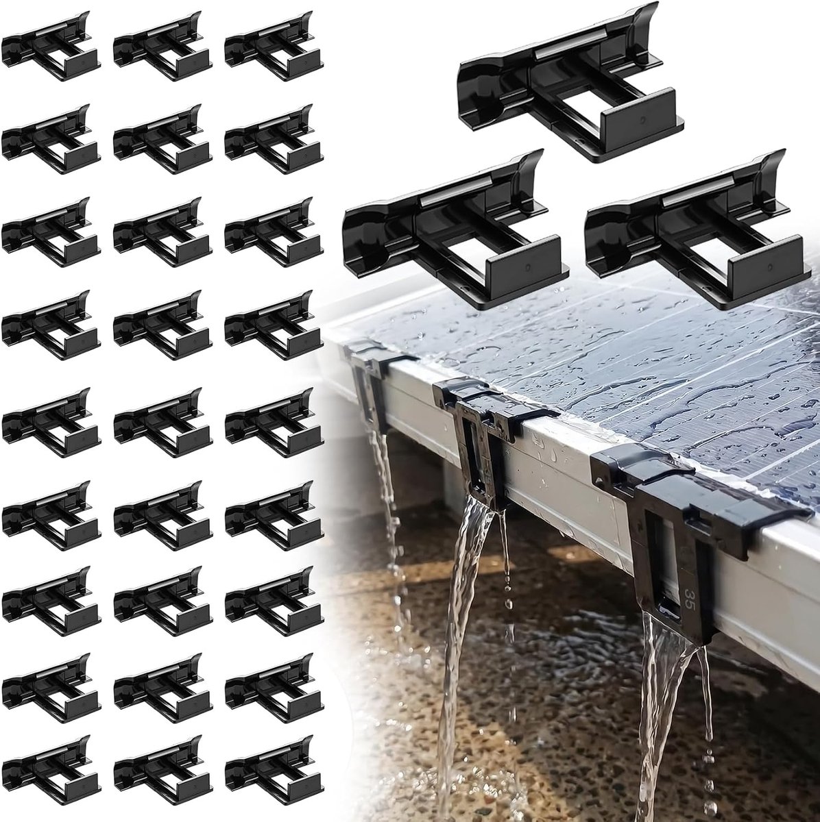PV zonnepaneel waterafvoerclips 35 mm, 30 stuks modderverwijderingsclips, 35 mm drainageclips, PV-module - ShopVlot