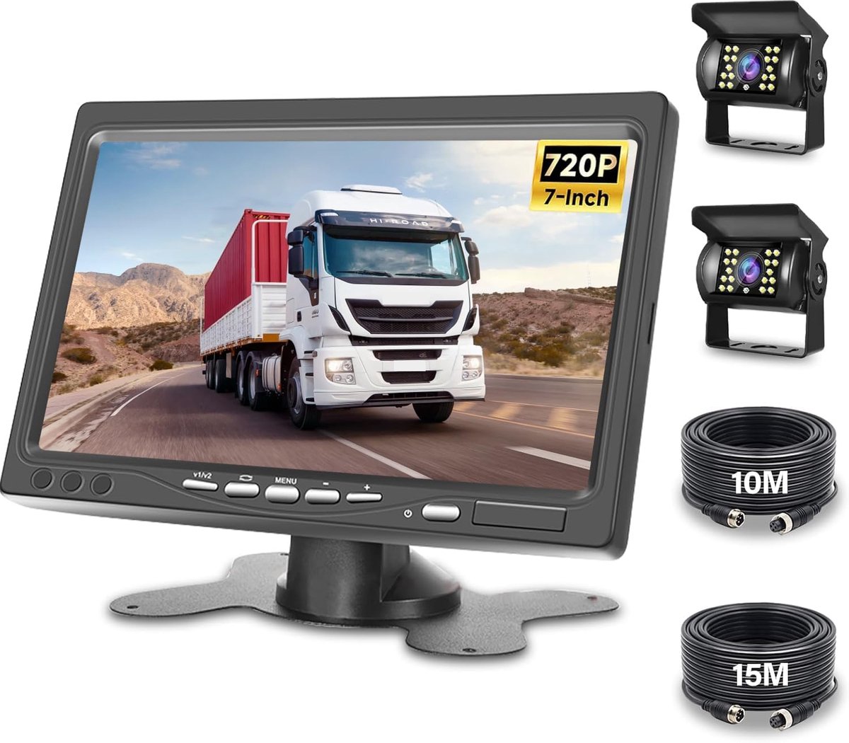 Rear View Camera Set with 7 Inch LCD Display, Rear View Camera with Monitor Support, IP67 Waterproof, 18IR Night - ShopVlot