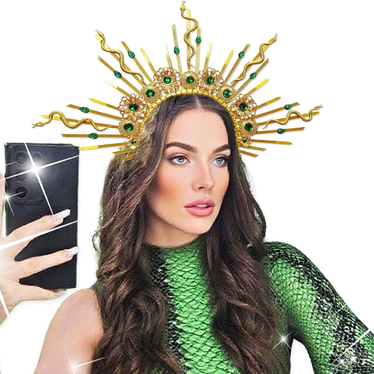 medusa head decoration with snake hair band theme women costume - ShopVlot
