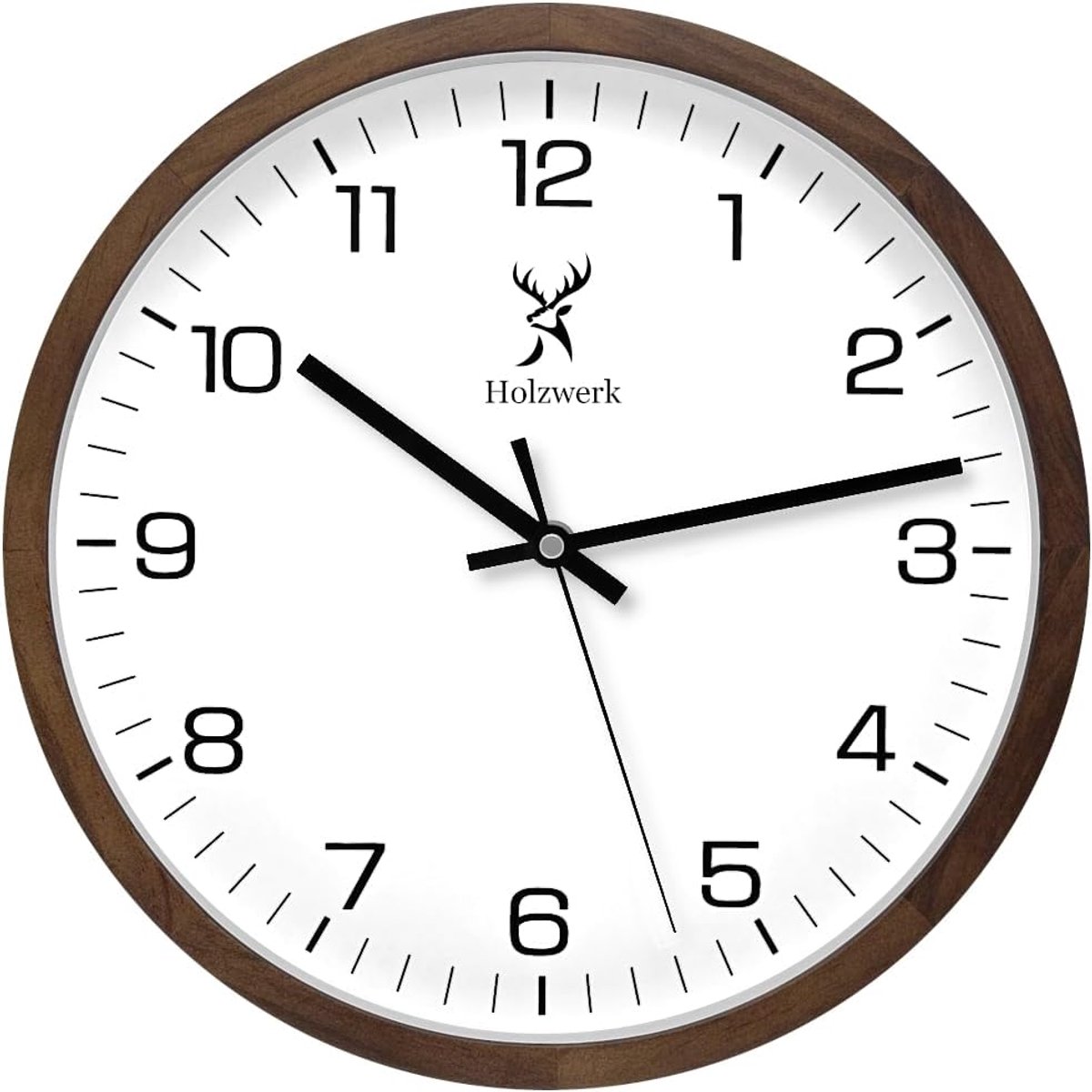 Holzwerk Germany Natural Wood Wall Clock Wooden Clock Vintage silent movement without ticking sounds Brown White - ShopVlot