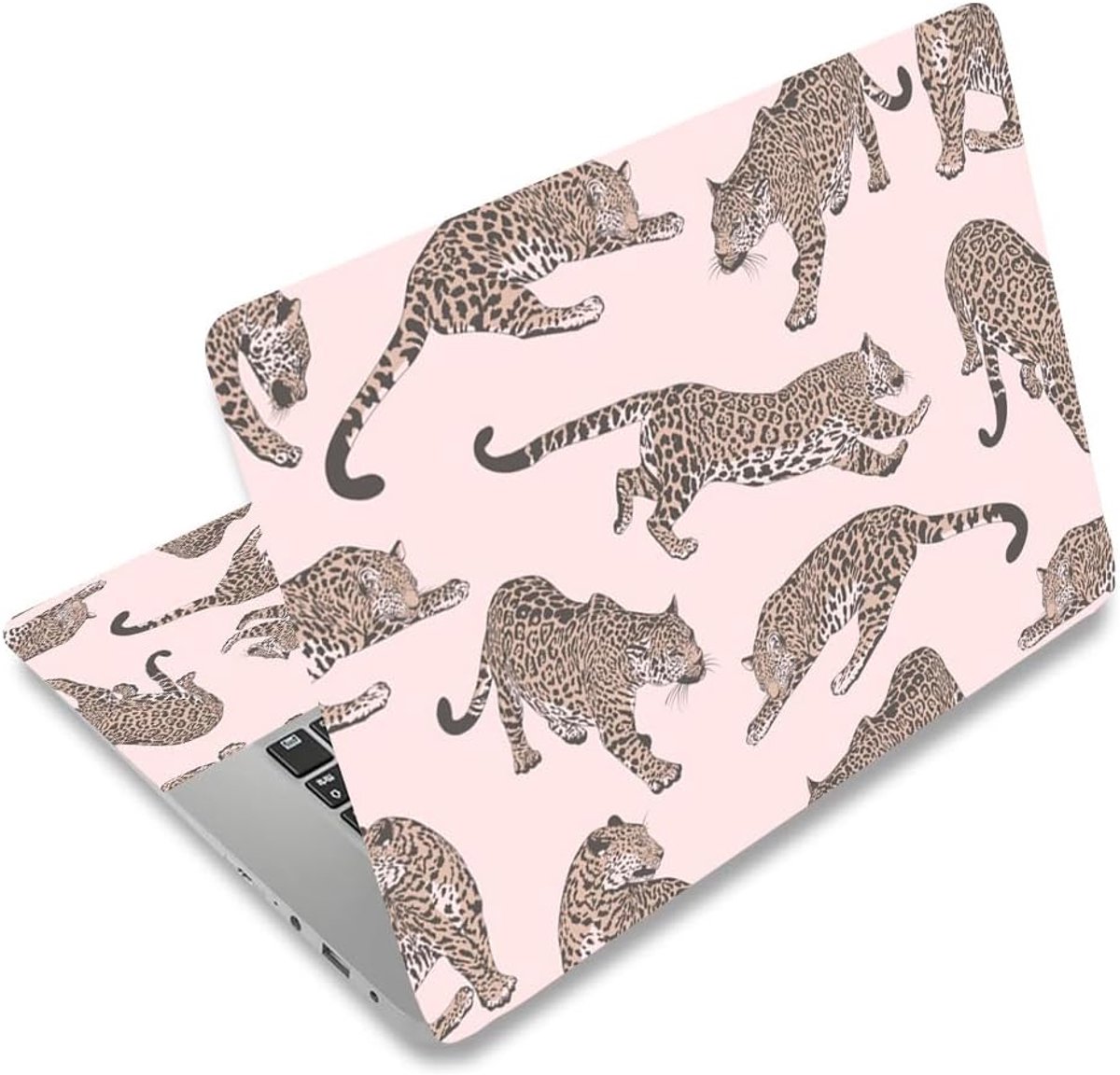 PLIGREAT 15 Inch Large Laptop Sticker with Pink Leopard Pattern Laptop Protective Film with Jungle Leopard Design - ShopVlot