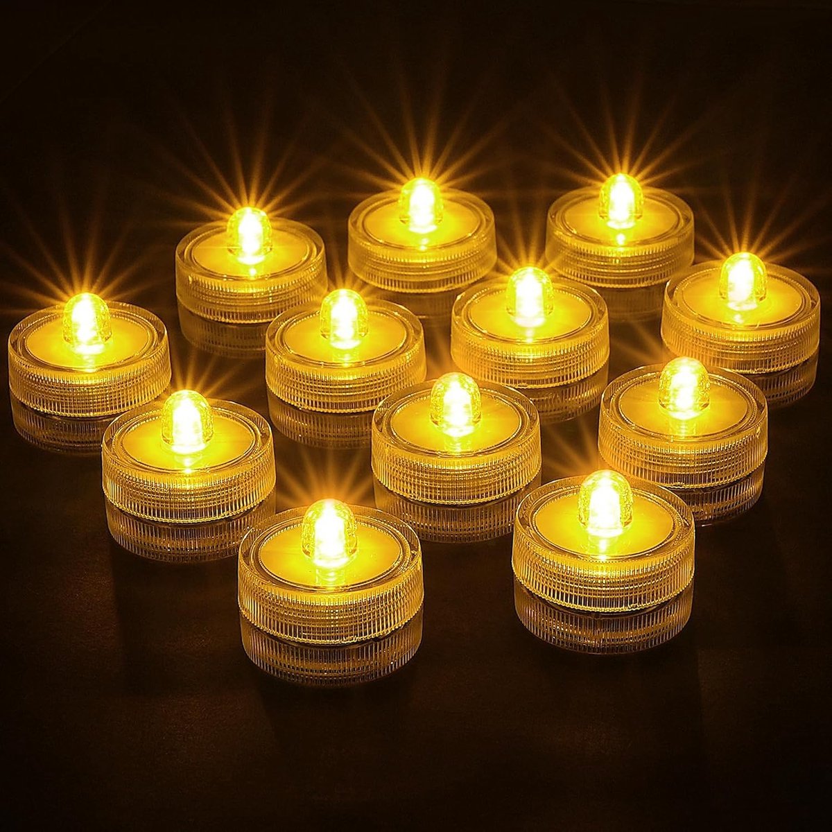12 Pcs LED Tea Lights, Waterproof Flameless Underwater Lights, Warm White Mini LED Candles for Aquarium, Garden - ShopVlot