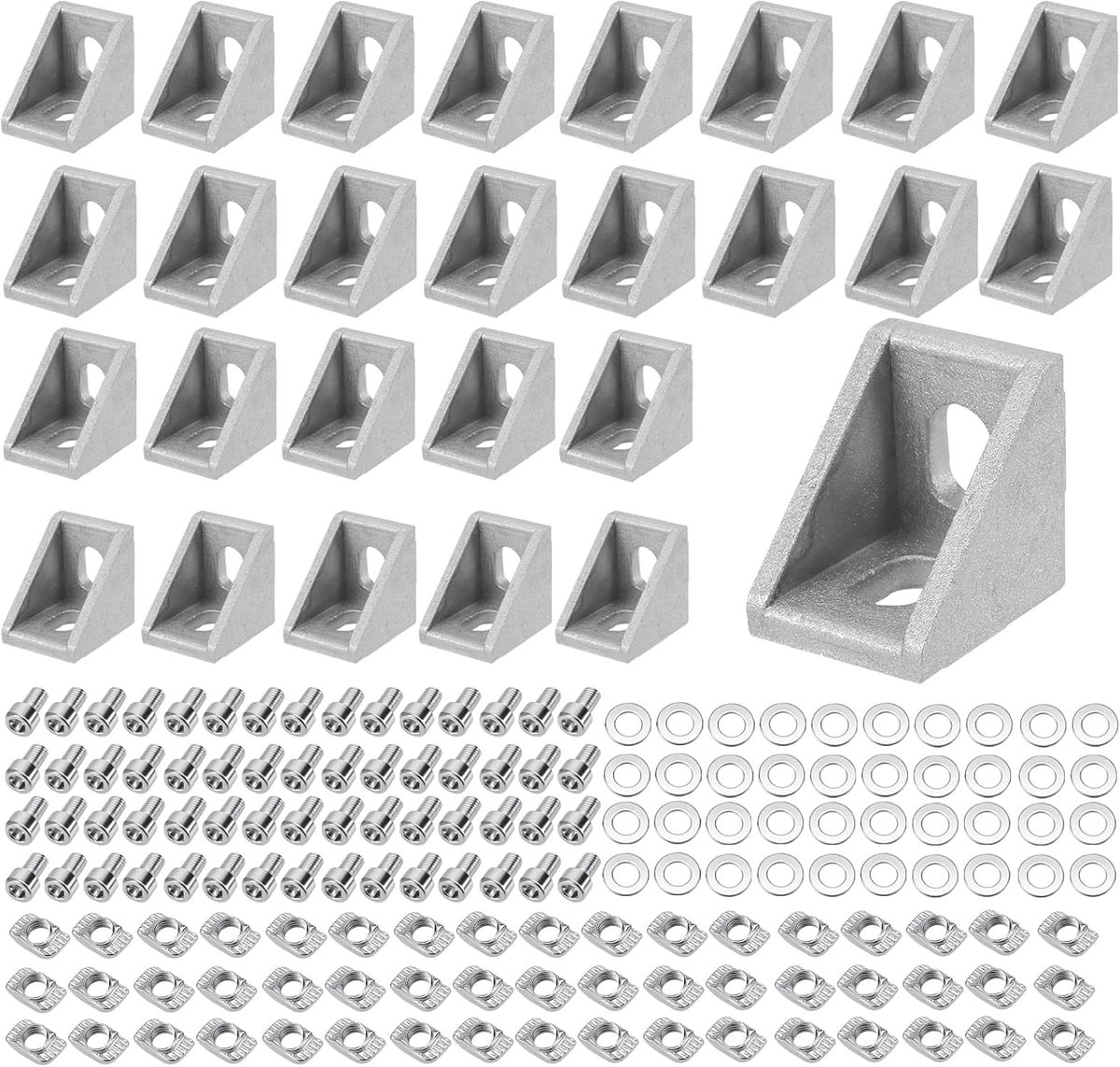 30 stuks aluminium profielhoeken 20 x 20 mm, aluminium profiel, hoekverbinder, bevestigingsmateriaal, 90 graden - ShopVlot