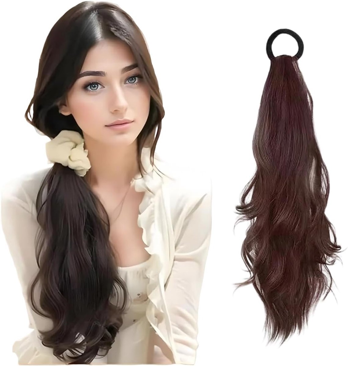 Echt haar, vlecht, haarstukje, extensies, paardenstaart, haarverlenging, haarvlecht clip, haarextensies, extensies - ShopVlot