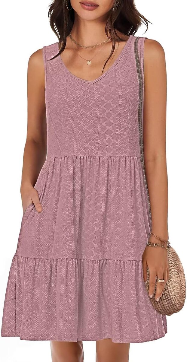 Tanmolo Summer Dress Women Sleeveless Swing Casual Beach Skirt with Pocket - ShopVlot