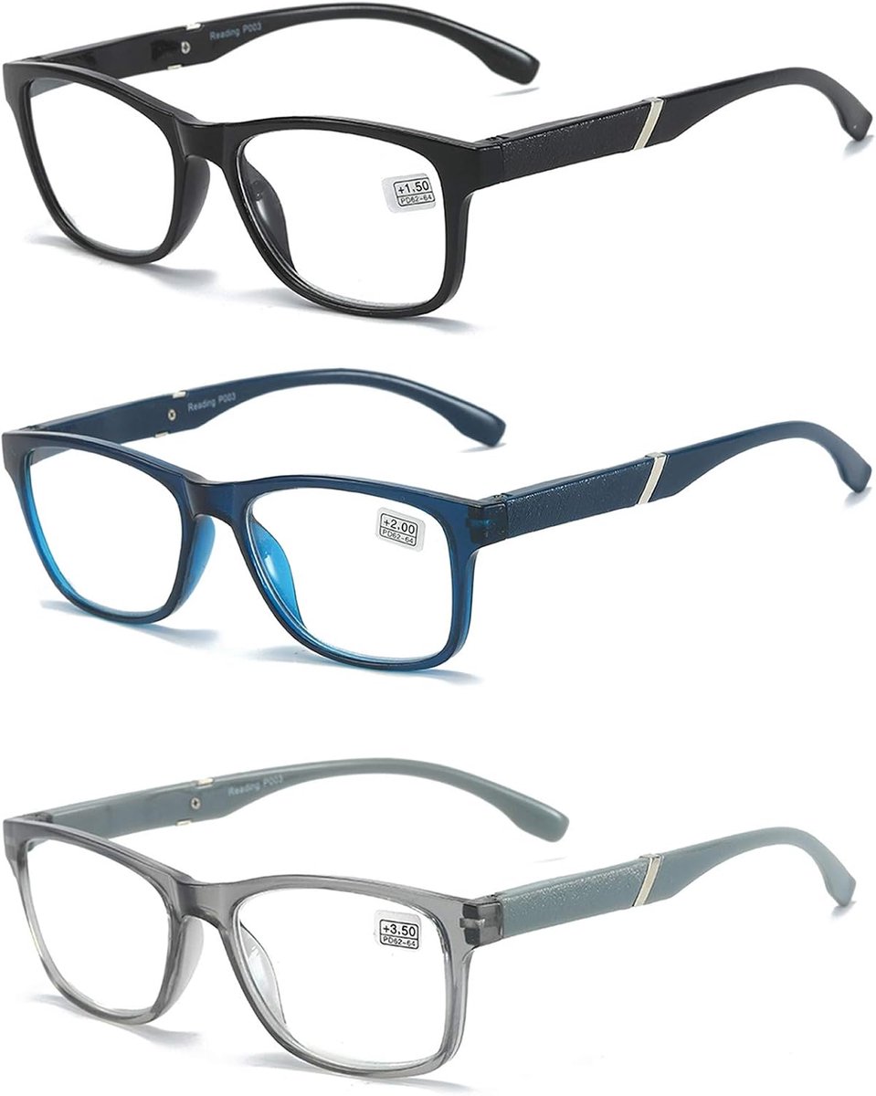 Reading Glasses 3 Pieces Computer Glasses Men and Women Fashion Reading Glasses with Comfortable Spring Hinges Glasses - ShopVlot