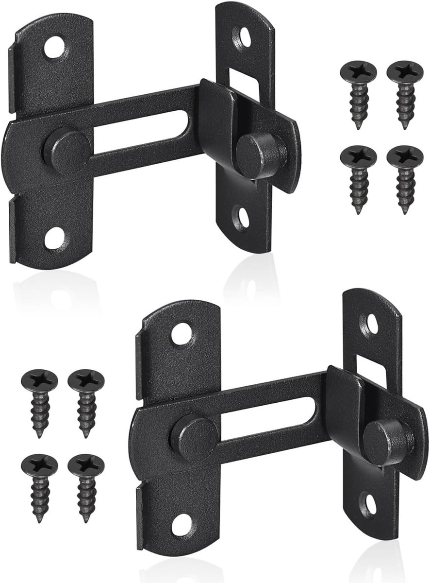 Schijfdeurslot, 2 stuks Edelstaal deurregel, Flip Slide Latch, Schijfriegel, Deurregel met schroeven, 90° - ShopVlot
