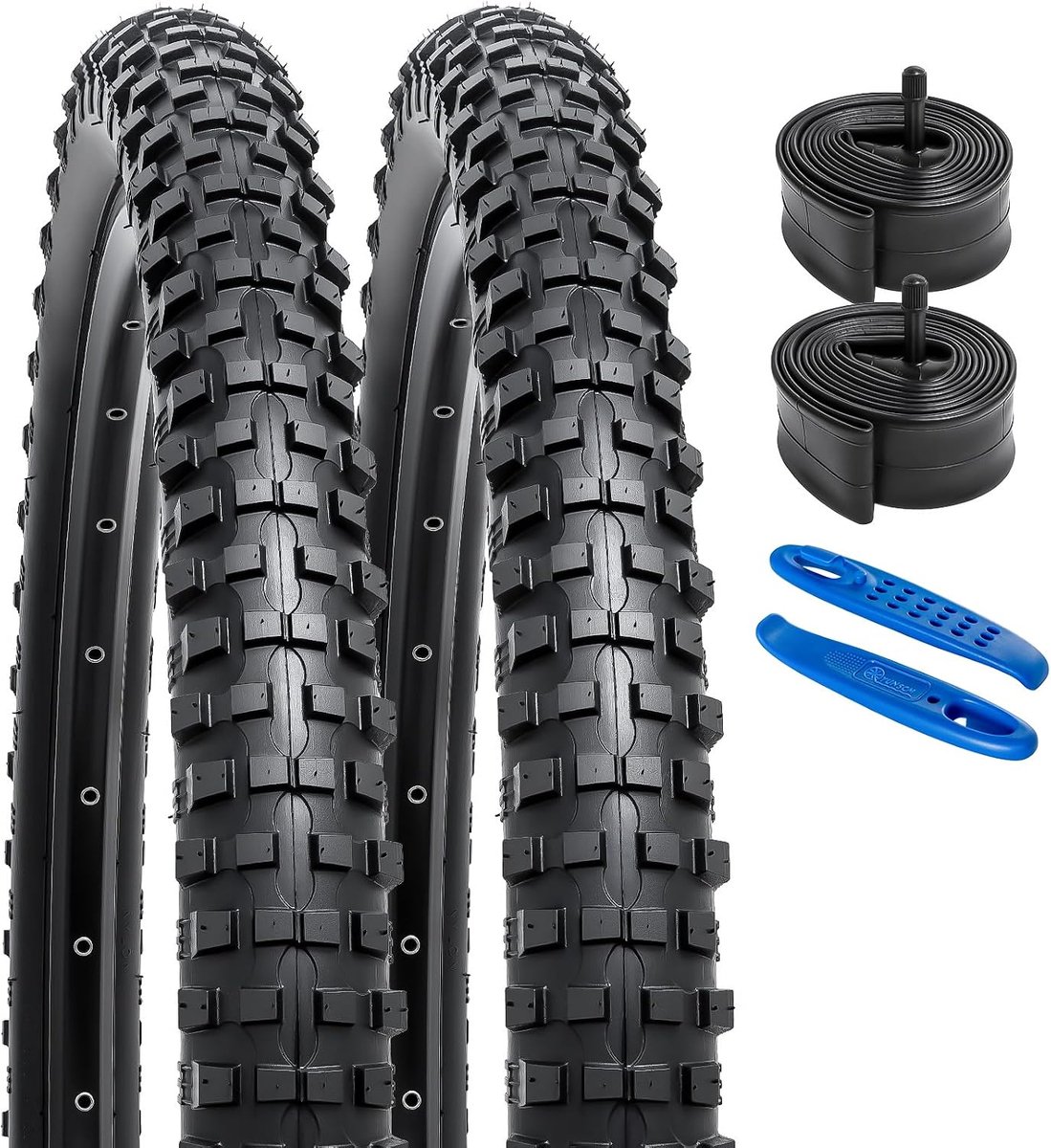 YUNSCM 2-PCS 24" Mountain Bicycle Tires 24x2.30/56-507 and 24-inch Inner Tube Schrader Valve Compatible with Mountain - ShopVlot