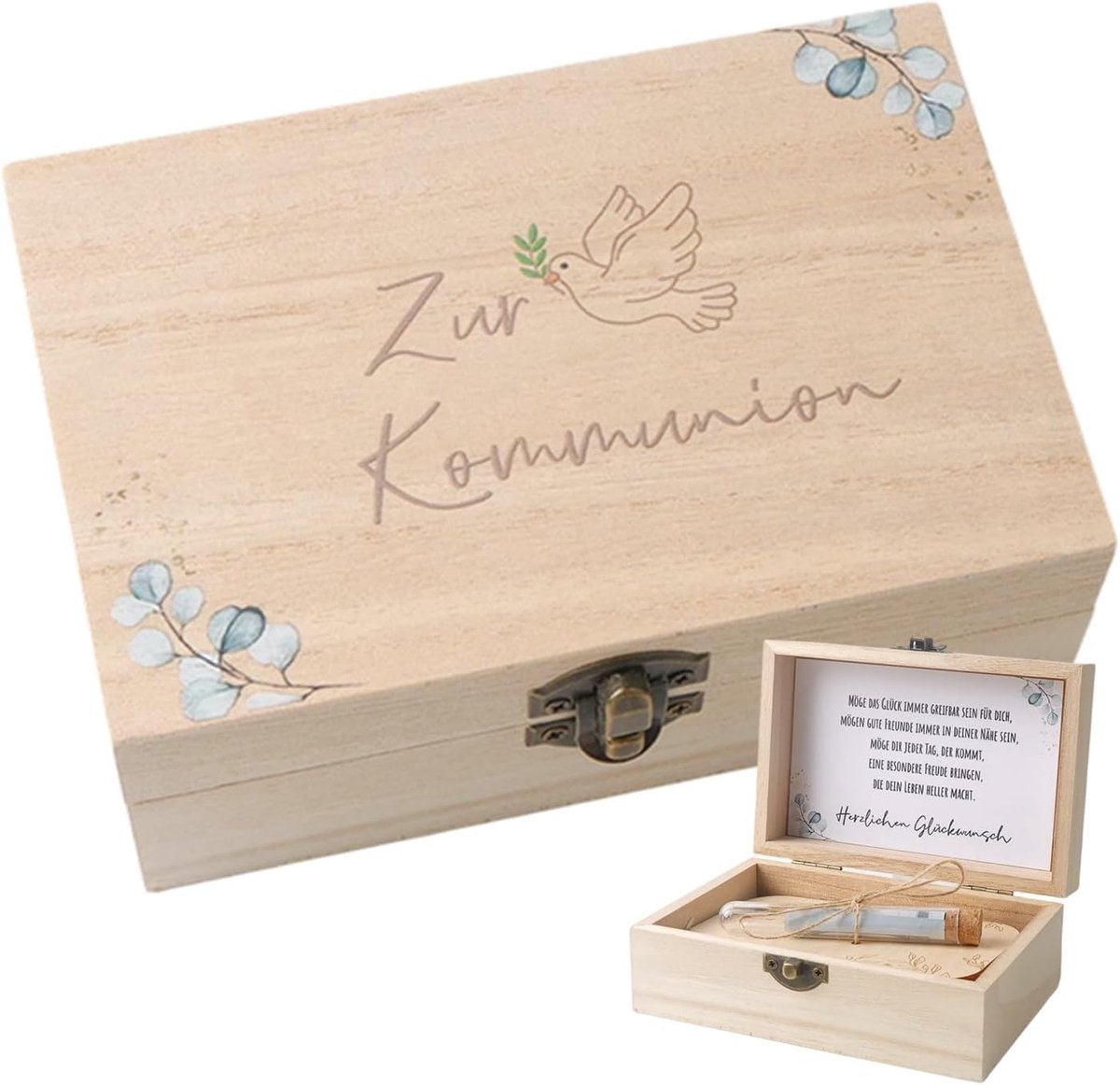 5-delig communiegeschenk 14,5 x 10,5 x 6,5 cm - met wenskaart en reageerbuis - luxe verpakking voor geldgeschenken - ShopVlot