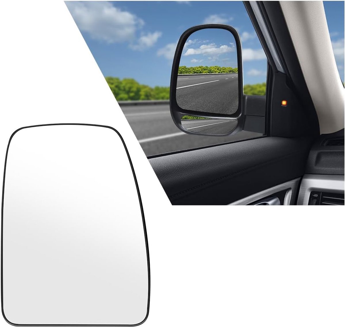 Zijspiegelglas verwarmd - Links convex helder - Asferisch - Vervangend voor optimale reflectie - ShopVlot