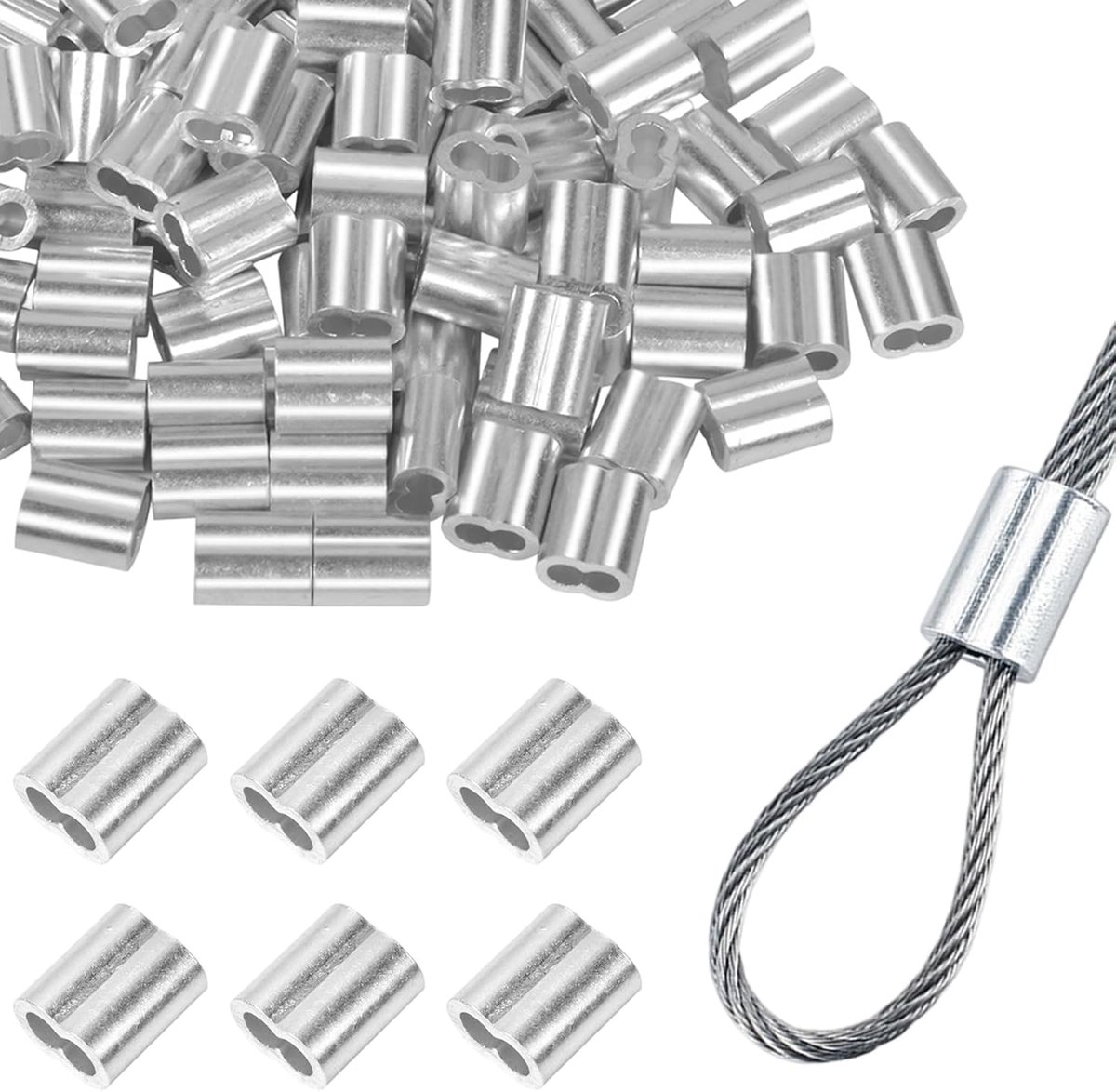 Aluminium sleeves 5mm - dubbelgat - duurzaam en roestvrij - voor veilige kabelverbindingen - ShopVlot