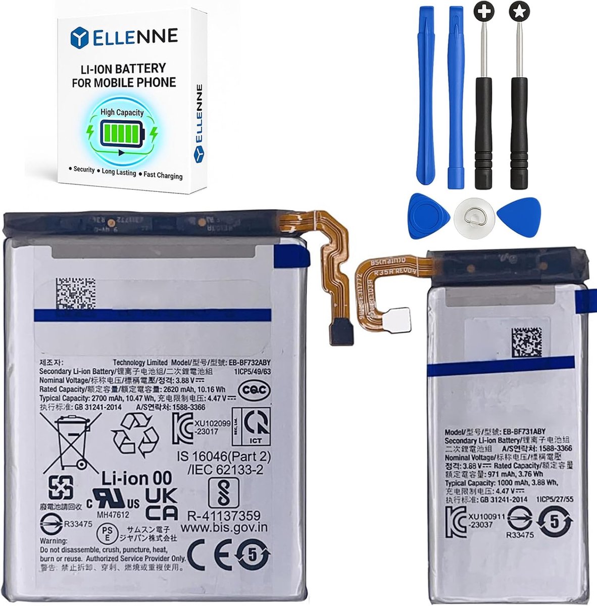 Batterij voor Samsung Z Flip 5 - hoofd- en secundaire accu - nieuwe generatie - inclusief gereedschapsset - ShopVlot