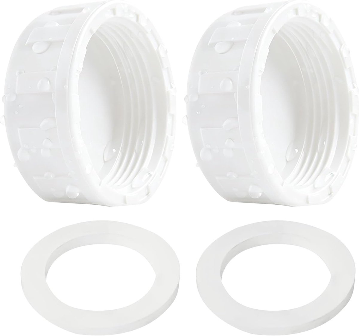 PVC Schroefkap 40mm Wit - Duurzaam met Rubberen Afdichtingen - Voor Binnendraad Slangaansluitingen - ShopVlot