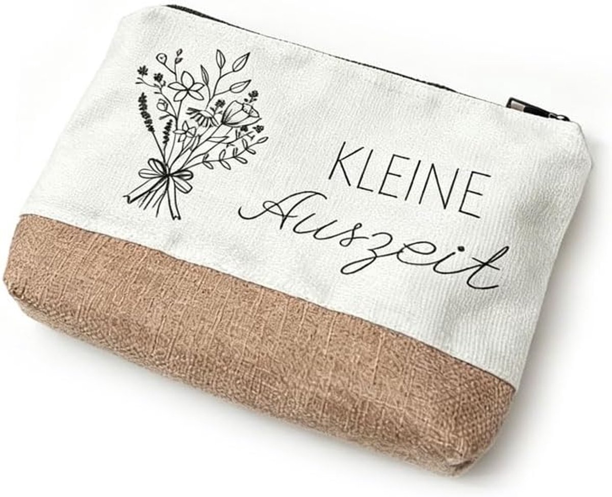 Make-uptas klein dames - patchwork design - jute stijl - ideaal voor in handtas - ShopVlot
