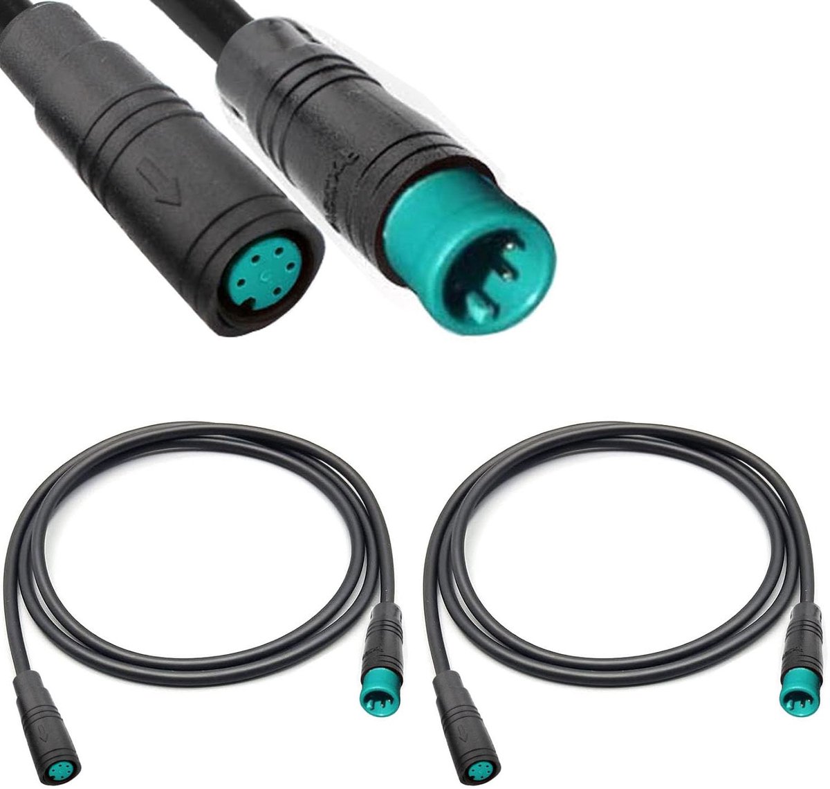 Ebike 5 Pin Waterproof Extension Cable Connector 150cm - M8 Kabel - Geschikt voor E-bike Verlichting en Throttle - ShopVlot