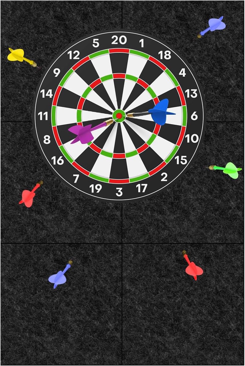 Dartboard wandbescherming 30 x 30 cm - duurzame vilten muurbescherming - 6 stuks zelfklevend - ShopVlot