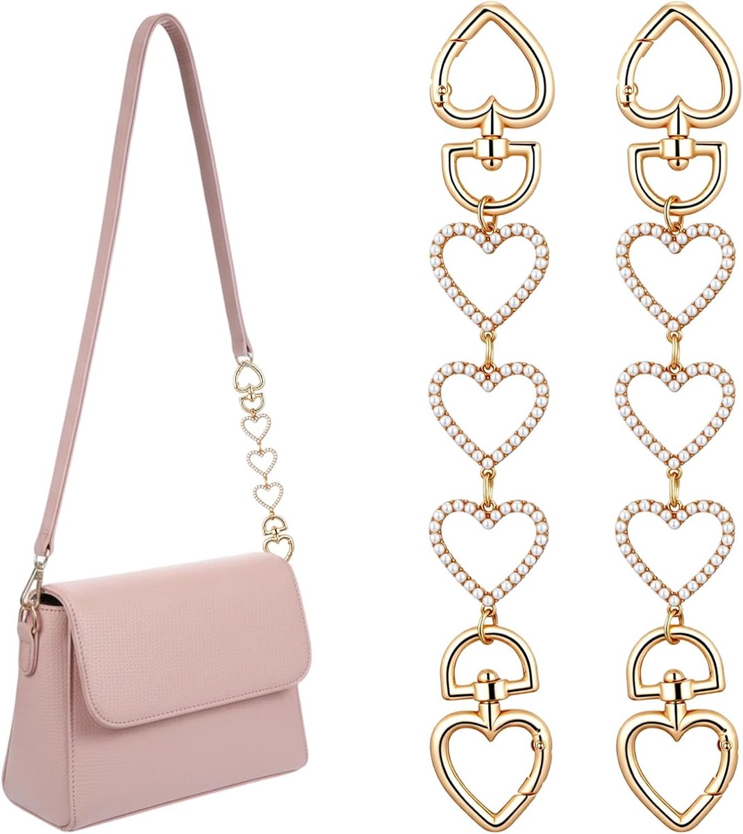 Bag Extension Chain 17.5 cm - Gouden Hart - Met Karpel - Voor Handtassen en Schoudertassen - ShopVlot