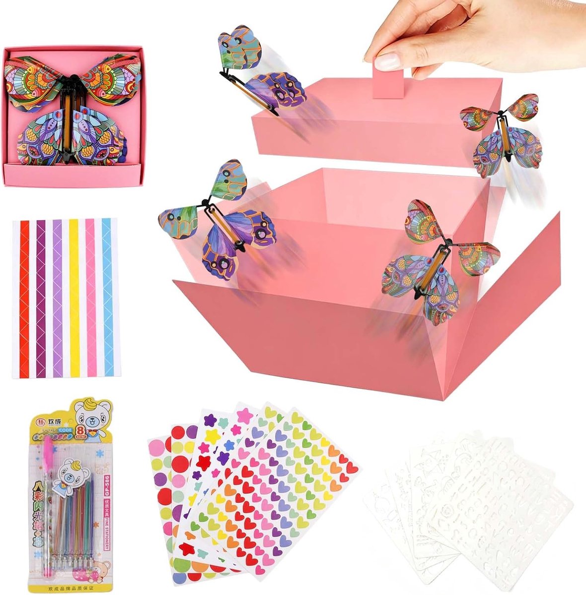 Geschenkdoos met vlinders - roze ontwerp - magisch verrassingseffect - ideaal verjaardagscadeau - ShopVlot