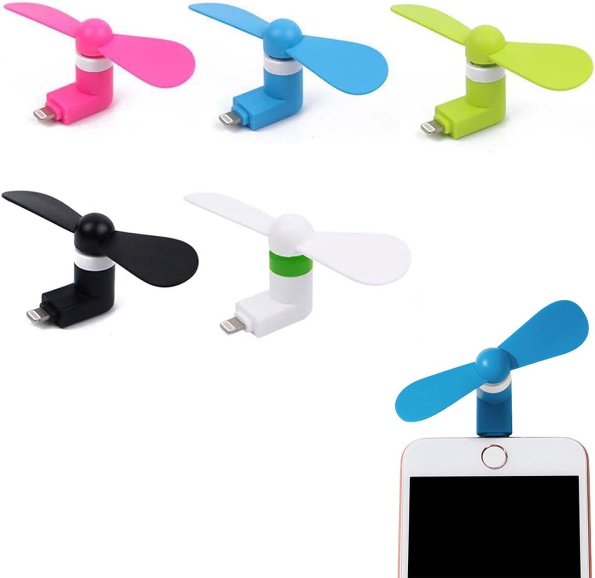 Mini USB-ventilator voor mobiele telefoon - 5 stuks - zacht TPE materiaal - veilig en draagbaar - ShopVlot