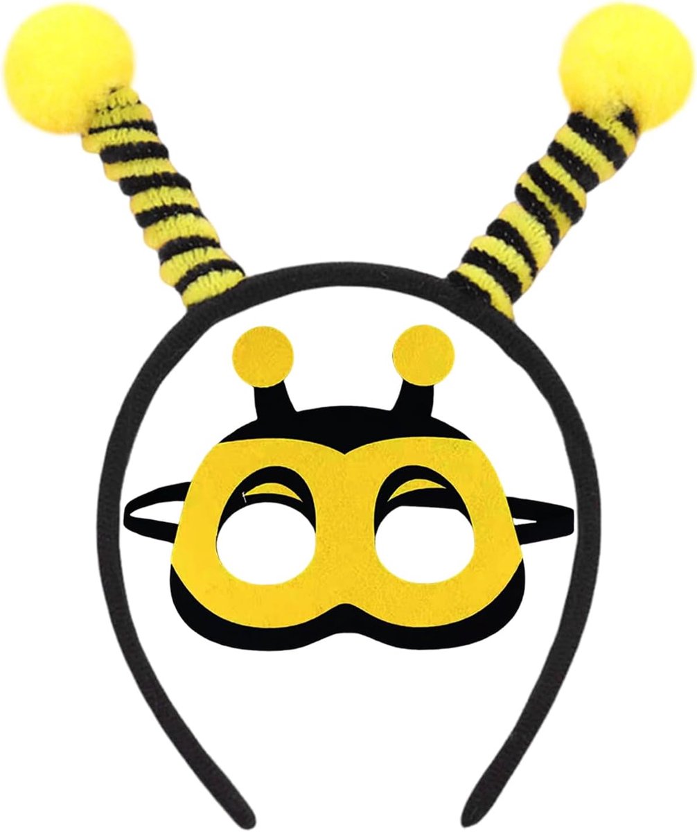 Bijenaccessoires set - hoofdband en masker - zachte pluche - leuk voor rollenspel - ShopVlot