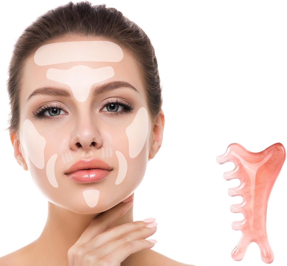 Anti-rimpel silicone pads 16 stuks - herbruikbare rimpelpatches - met guasha massage tool - verstevigt de huid - ShopVlot