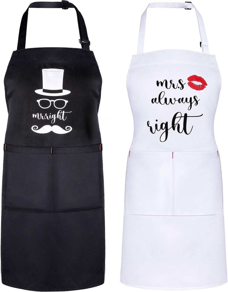 Keuken schorten set van 2 - Mr. en Mrs. - grappig ontwerp - perfect voor samen koken - ShopVlot