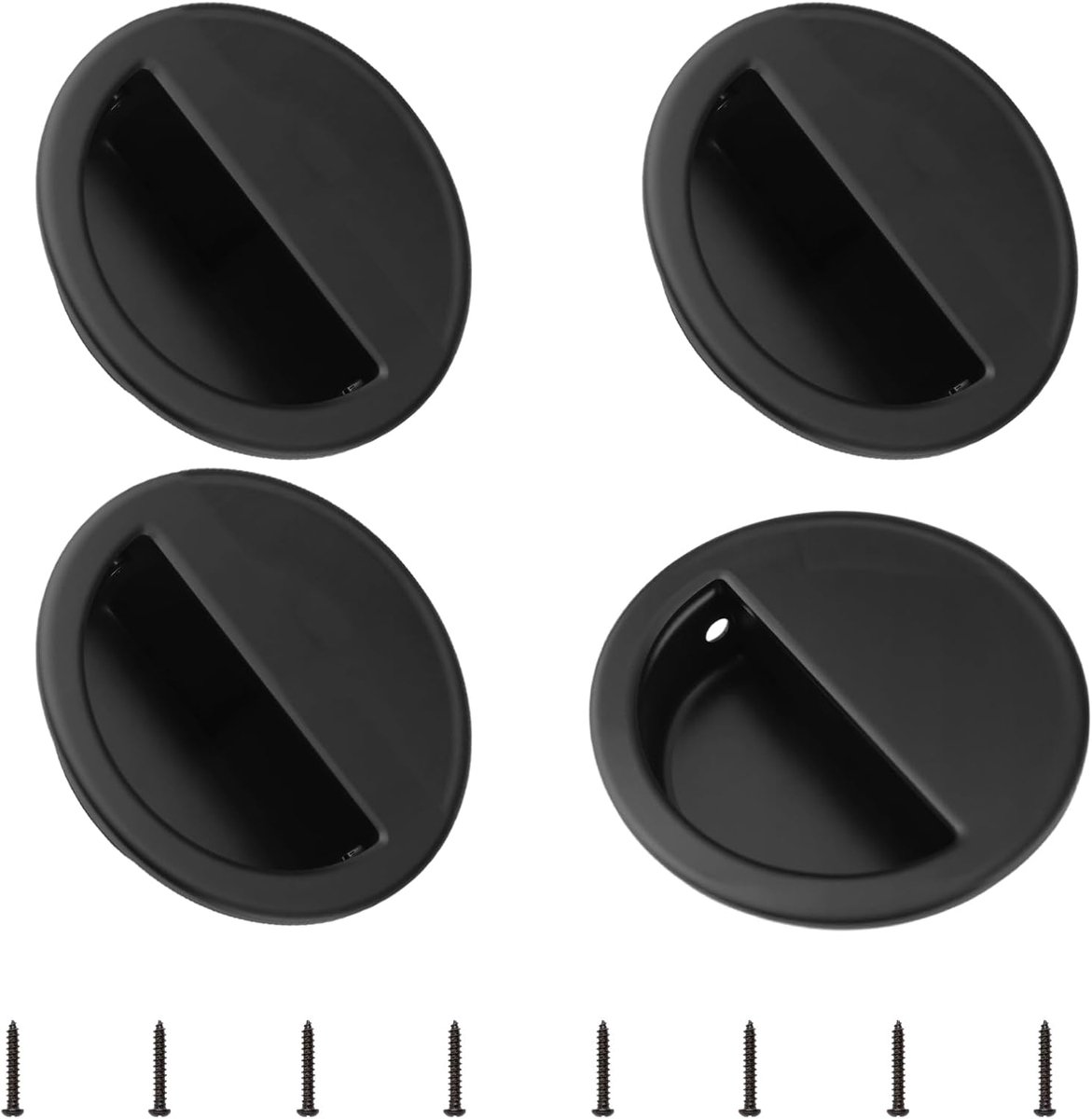 Ingebouwde vingerpullers 4-pack - ronde verborgen kastgrepen - zwart - perfect voor schuifdeuren en lades - ShopVlot