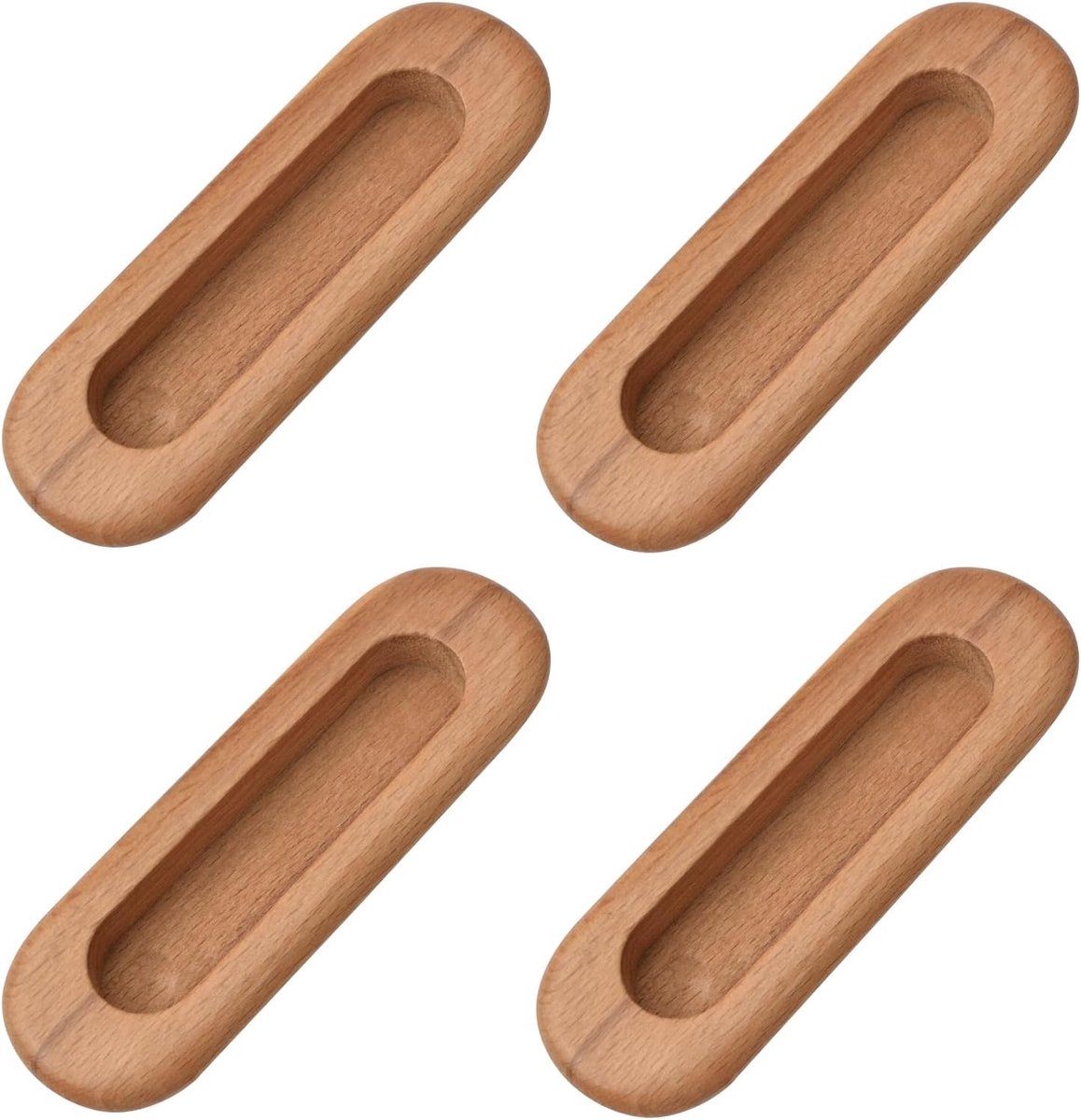 Sliding deur handgreep - 4-delige ovalen houten design - ingebouwde handgreep - veilig voor kinderkamers - ShopVlot