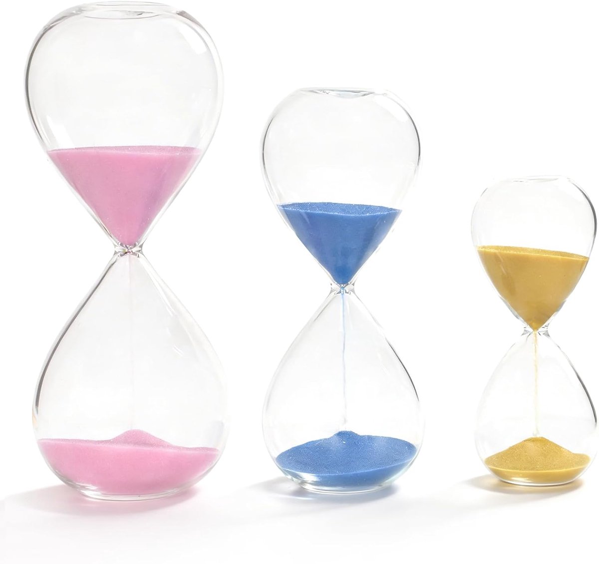 Zandloper set 3-delig - kleurrijke timers 5-10-30 minuten - decoratieve zandlopers - ideaal voor leren - ShopVlot