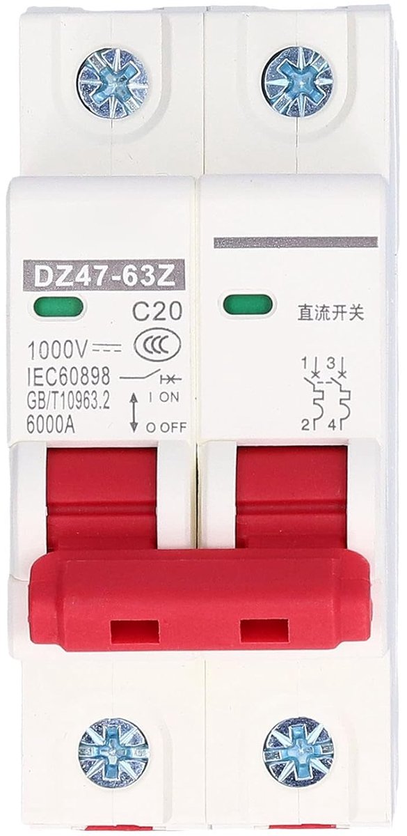 Miniatuur stroomonderbreker 20A - DC 1000V 2P - Zonne-energie systeem isolator - ShopVlot