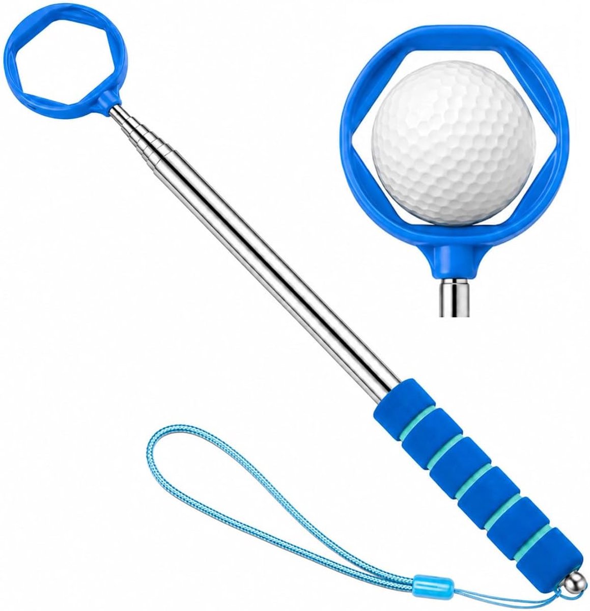 Golfbalopvangbak roestvrij staal - uittrekbaar - antislip handgreep - ideaal voor training - ShopVlot