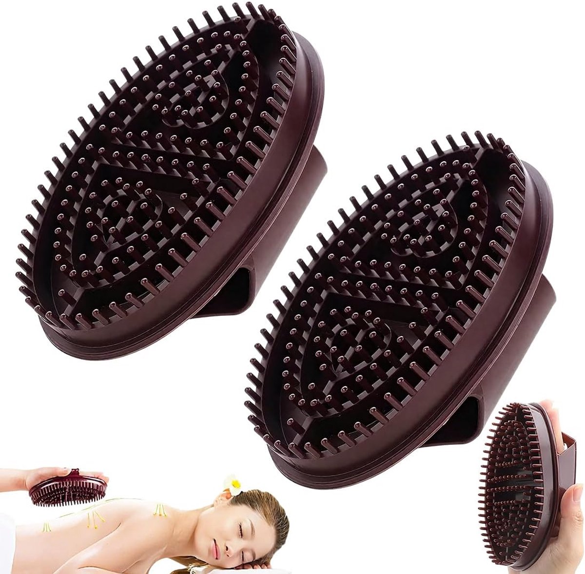 Massageborstel set van 2 - Professionele meridiaanborstel - Makkelijk te reinigen - Perfect voor lichaamsvormen - ShopVlot