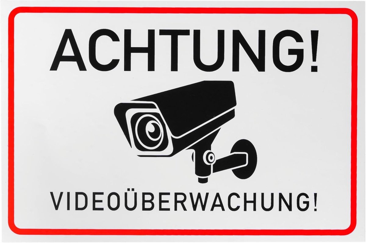 Video surveillance sticker set 15 x 10 cm - vinyl film - weerbestendig - voor beveiliging van uw eigendom - ShopVlot