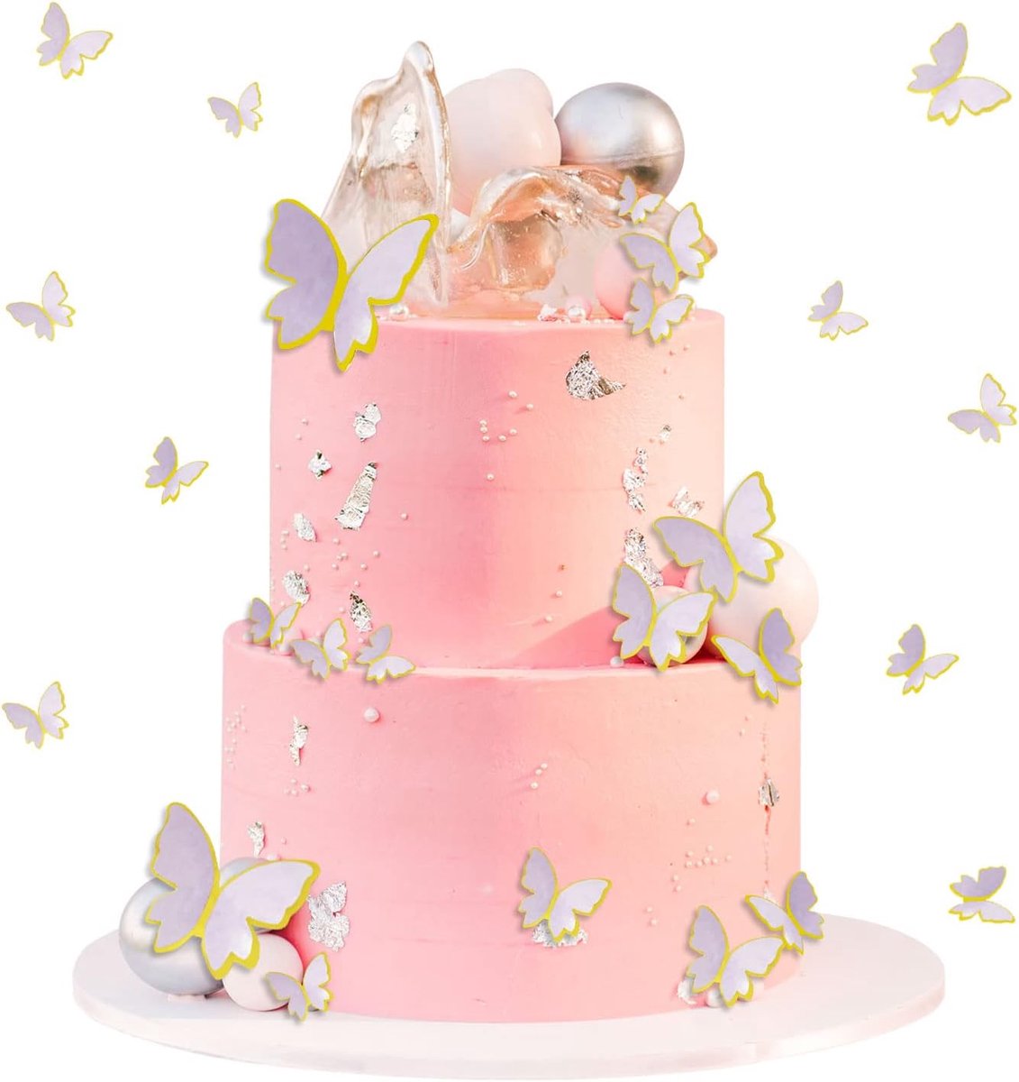 Butterfly cake decorations 30pcs - gemengde maten - paars - perfect voor verjaardagstaart - ShopVlot