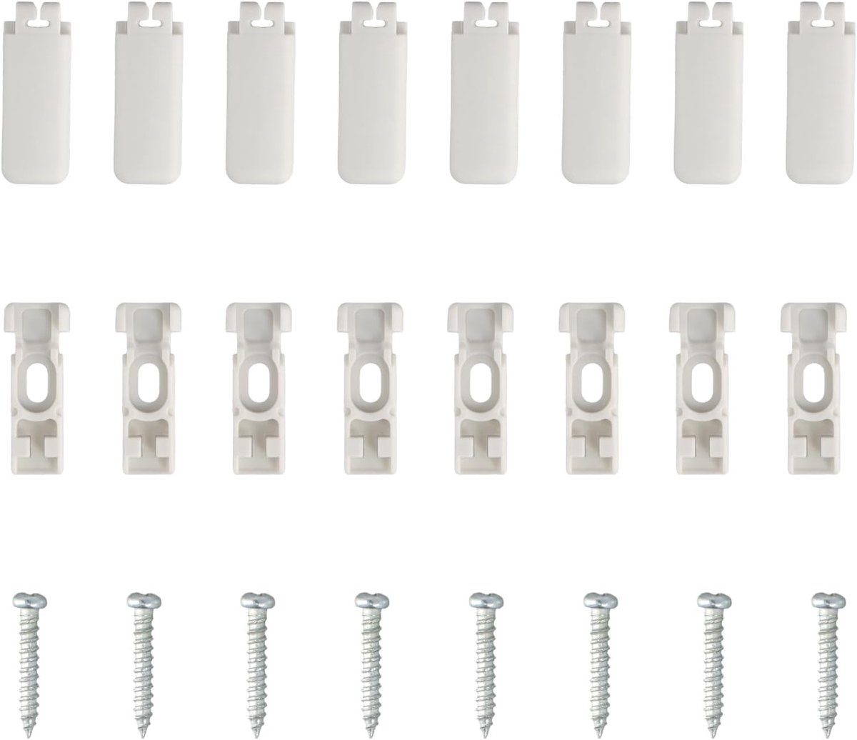 Vervangende geplooide clips set van 8 - witte clips voor lijmplaten - eenvoudig te installeren - voor thuis en kantoor - ShopVlot