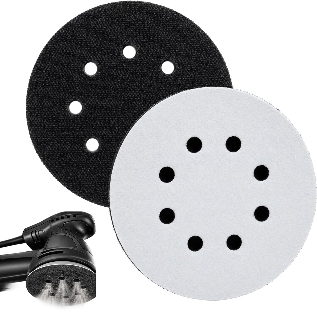 Interface pad 125 mm - zacht schuim - 8 gaten - voor excentrische schuurmachine - ShopVlot