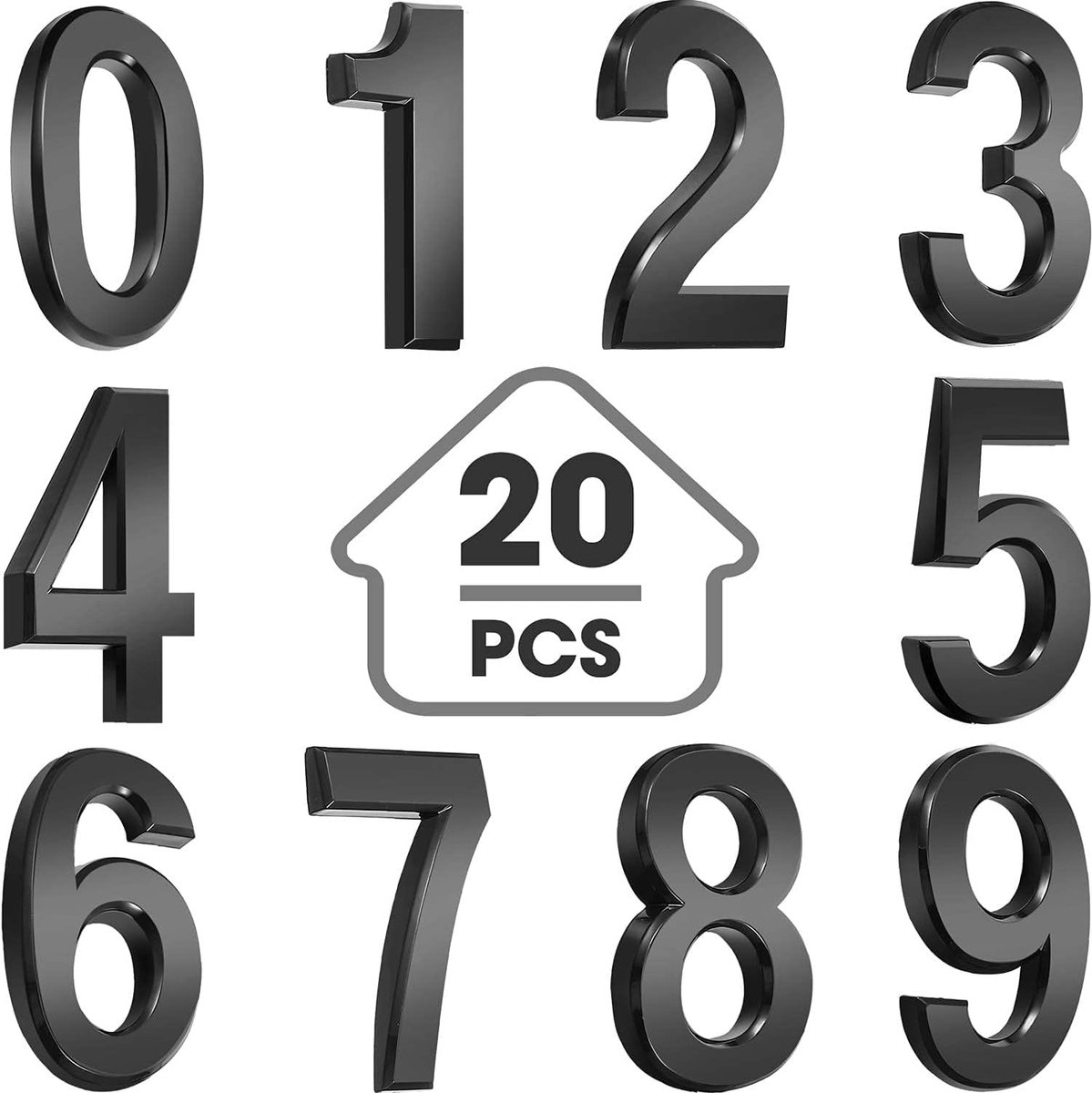 Nummerstickers 0-9 zelfklevend 4,5 cm - weerbestendig acryl - voor huisnummer en brievenbus - ShopVlot