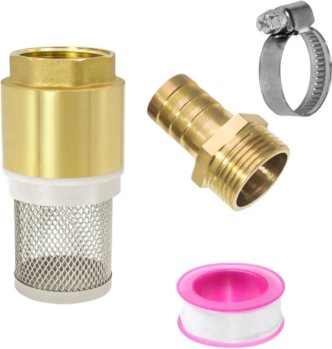 Voetventiel 1,9 cm - Messing met zuigmand - Terugslagventiel voor water - Effectieve filtratie - ShopVlot
